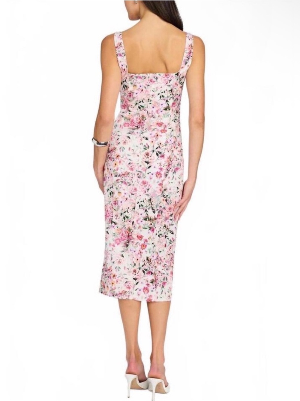 NWT Generation Love Eugenia Floral Linen Pink Split-Front Midi Dress XL - Picture 7 of 16